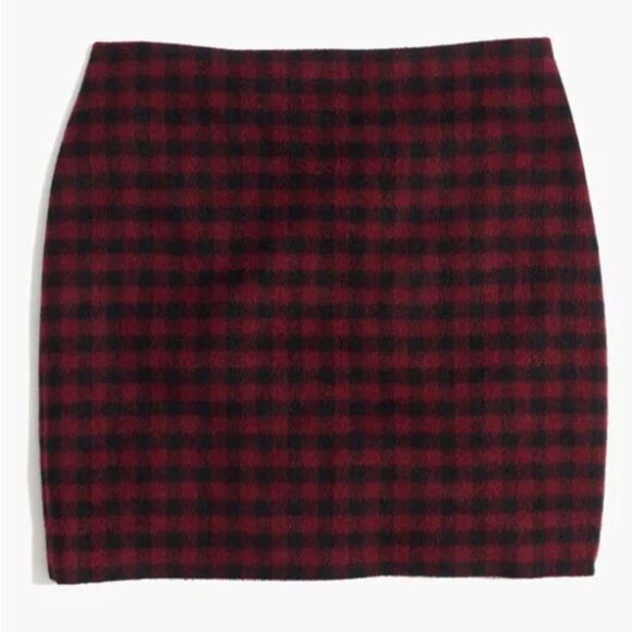 NWT Madewell Buffalo Check Upstate Skirt / DARK CABERNET WOOL F8627 - Size 10 - Picture 3 of 8